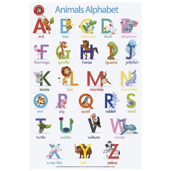 Learning Can Be Fun The Alphabet of Animals Double Side Chart | Officeworks