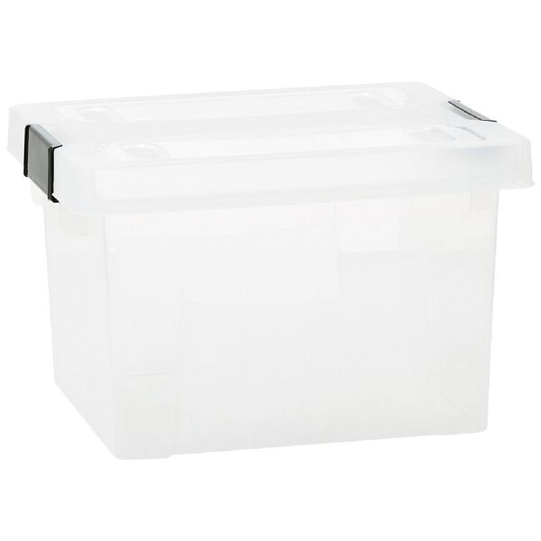 Ezy Storage 30l File Box Clear, Clear Storage Boxes With Wooden Lids