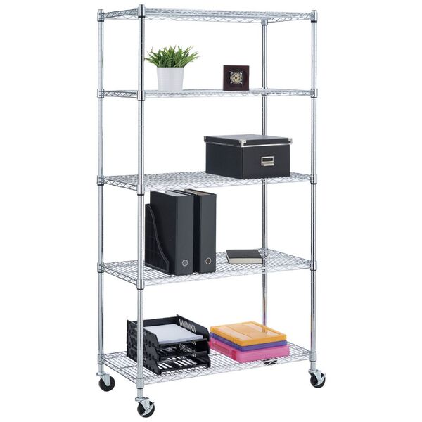 5 Tier Wire Shelving Unit Officeworks, Metal Shelving Unit With Wheels
