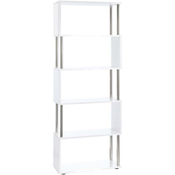 Gloss 5 Shelf Bookcase White, 5 Shelf Bookcase White