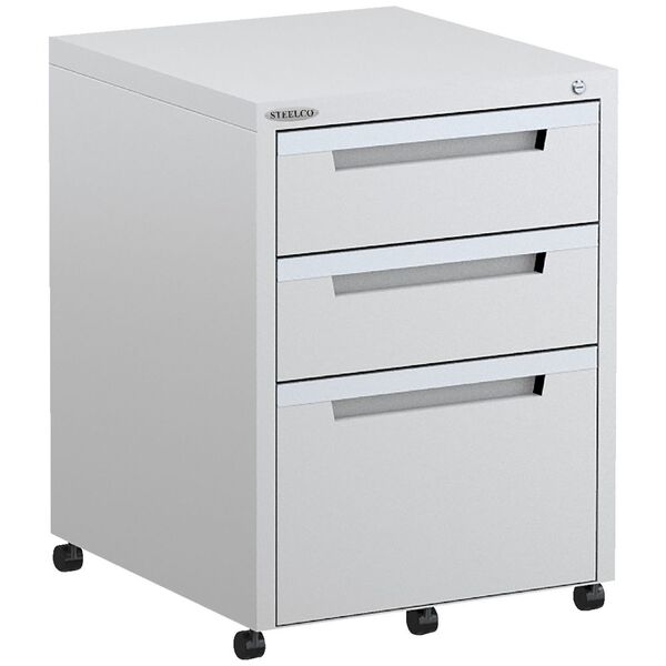 Steelco 3 Drawer Mobile Filing Pedestal, Under Desk File Cabinet Height