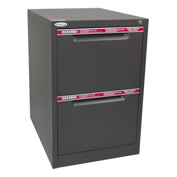 Steelco 2 Drawer Filing Cabinet, Black File Cabinets 2 Drawer