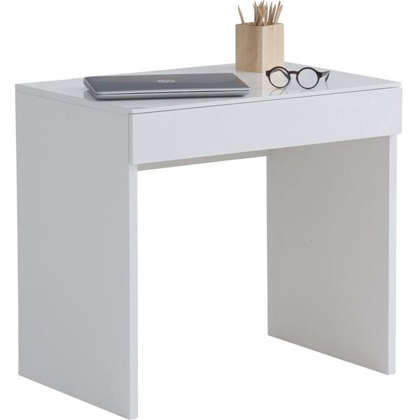 Arden 1 Drawer 800mm Desk White, Narrow White Desk With Drawers