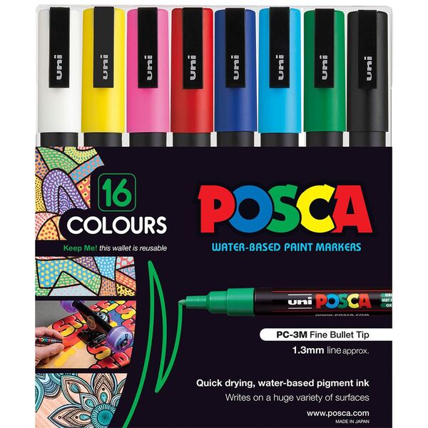POSCA PC-3M Paint Markers Assorted 16 Pack