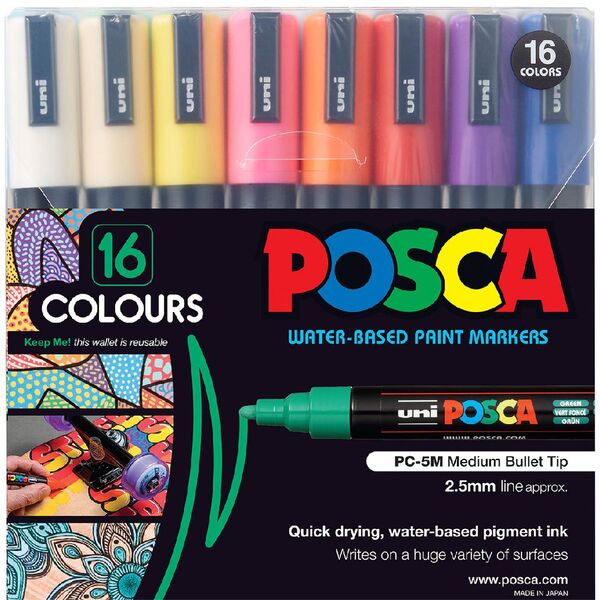 Posca 16-Color Paint Marker Set PC-5M Medium