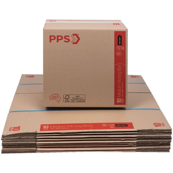 PPS Heavy Duty Moving Boxes Medium 406 x 298 x 431mm 10 Pack