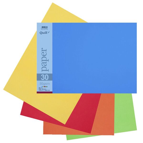 Quill A3 Paper Bright Assorted 150 Pack