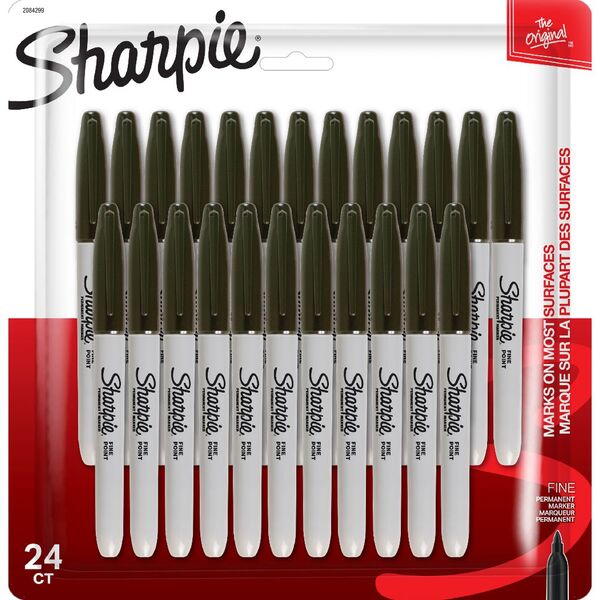 Spanish go Passerby Sharpie Fine Permanent Markers Black 24 Pack | Officeworks