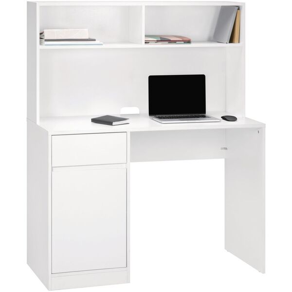 Newton Hutch Storage 1100mm Desk White, Narrow White Desk With Hutch