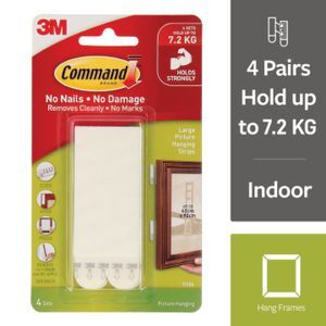 3M Command Large Picture Hanging Strip White 4 Pack | Officeworks