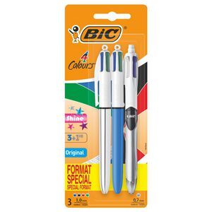 BIC 4 Colours Ballpoint Pen Assorted Models 3 Pack | Officeworks