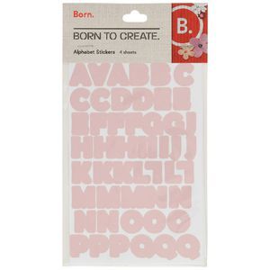 Pink Stickers Officeworks Born Alphabet Stickers 110 x 170mm Pink 4 Sheet | Officeworks