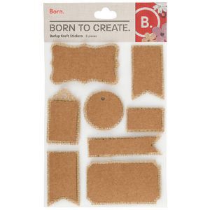 Born Primitive Sticker Born Kraft Tag Stickers 8 Pack | Officeworks