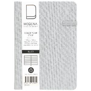 A6 Ruled Notebook Modena A6 Linen Ruled Notebook Grey | Officeworks