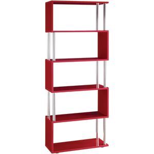 Halcyon Chrome And Gloss 5 Shelf Bookcase Red Officeworks