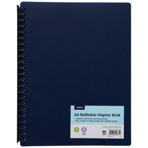J.Burrows Refillable Display Book 20 Pockets Navy | Officeworks