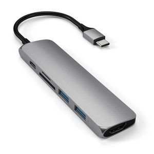 Satechi USB-C Slim Multiport Adapter v2 Space Grey | Officeworks