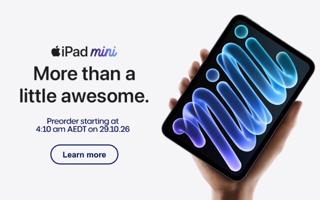 iPad mini - more than a little awesome. Preorder starting at 4:10am AEDT on 29/10/2026