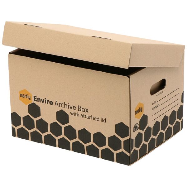 Officeworks Archives Box Marbig Enviro Standard Archive Box with Attached Lid 2 Pack | Officeworks