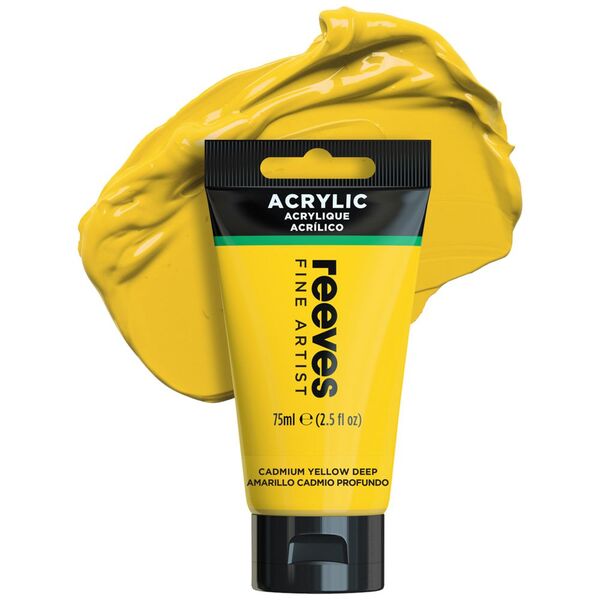 Yellow Material Reeves Reeves Artist Acrylic Paint 75mL Cadmium Yellow Deep | Officeworks