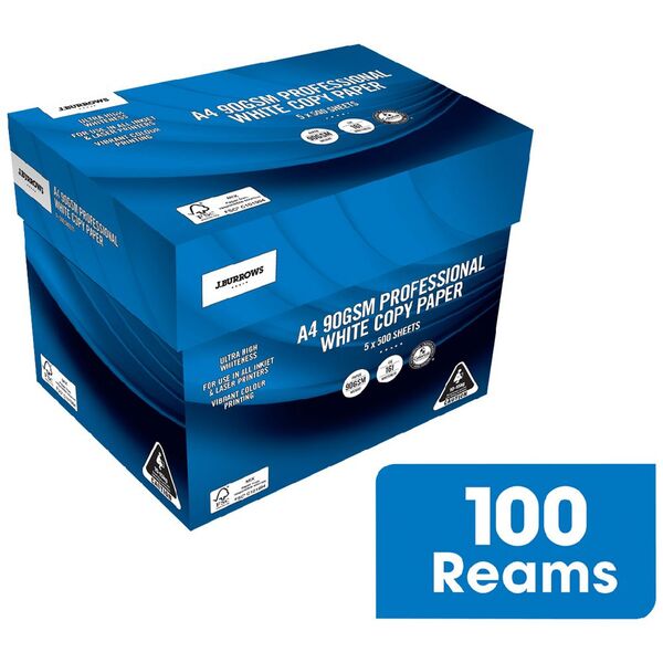 Officeworks Paper Section J.Burrows 90gsm Pro A4 Copy Paper 500 Sheets 100 Reams | Officeworks