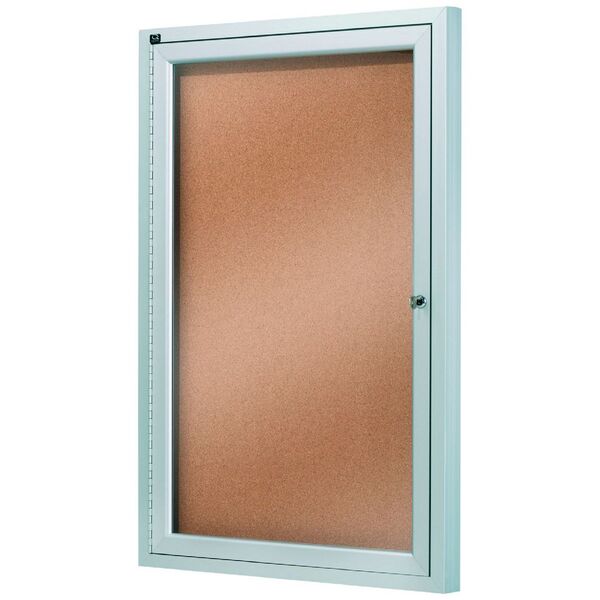 Quartet 1 Door Lockable Cork Board 900 x 600mm | Officeworks