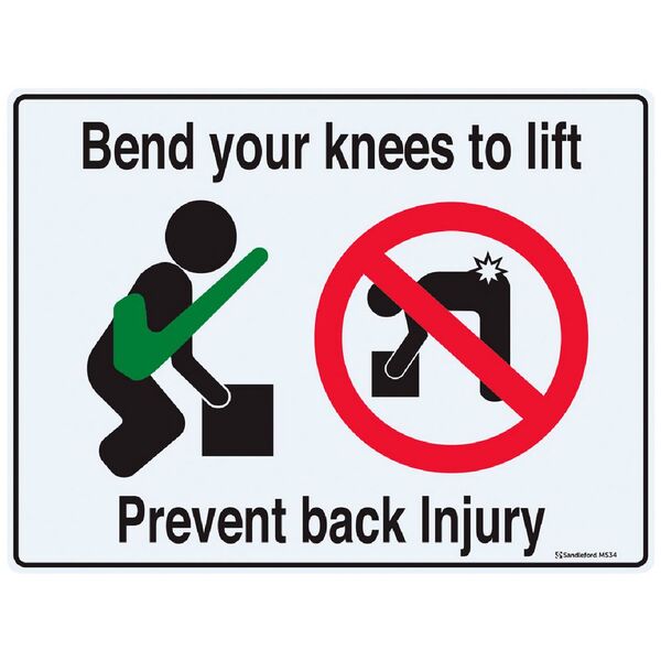 Avoid Back Injuries Prevent Back Injury Sign 22.5 x 30cm | Officeworks